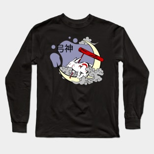 OKAMI Inspired Moon Rabbit Print Long Sleeve T-Shirt